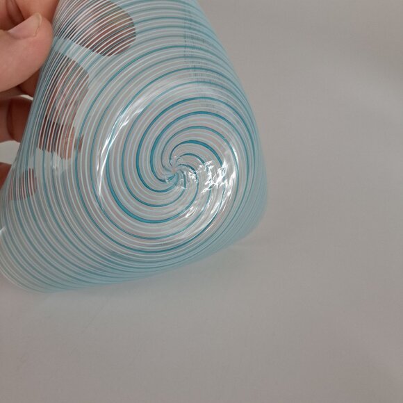 Murano Glass Spiral Design Pin Dish Blue Clear Glass Home Decor - Picture 8 of 14